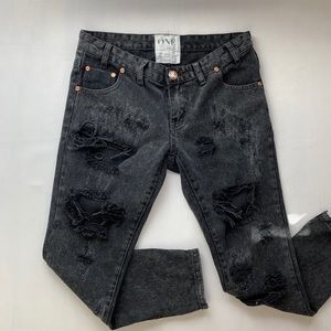 One Teaspoon Low Waist Trashed Free Birds